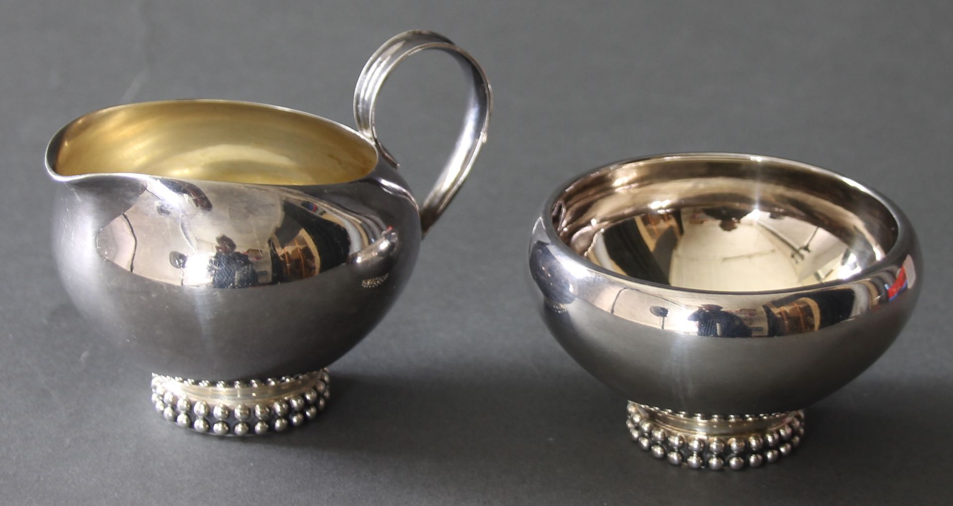 Zucker/Sahne Set, 925er Silber, Gebr. Deyhle, Schwäbisch Gmünd, Ges.-Gew. ca.: 134gr. Standringe