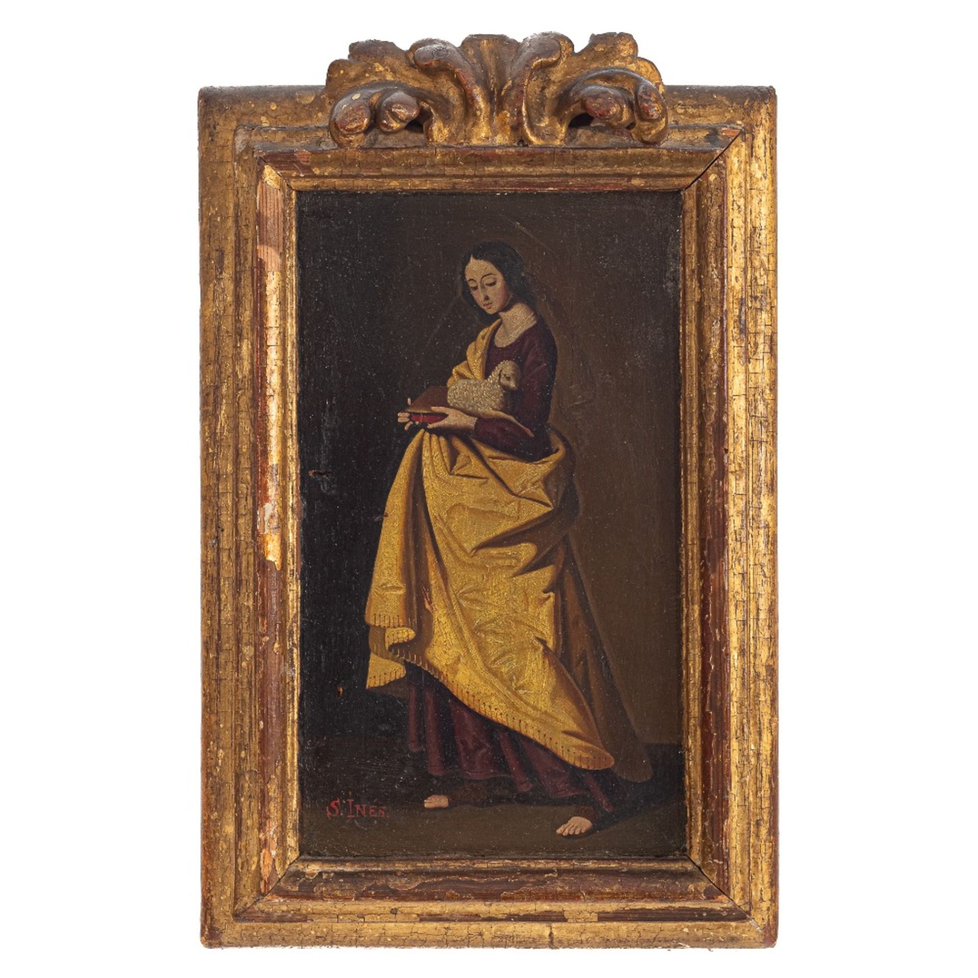 Escuela española, s.XVIII. Seguidor de Francisco de Zurbarán. Santa Inés.