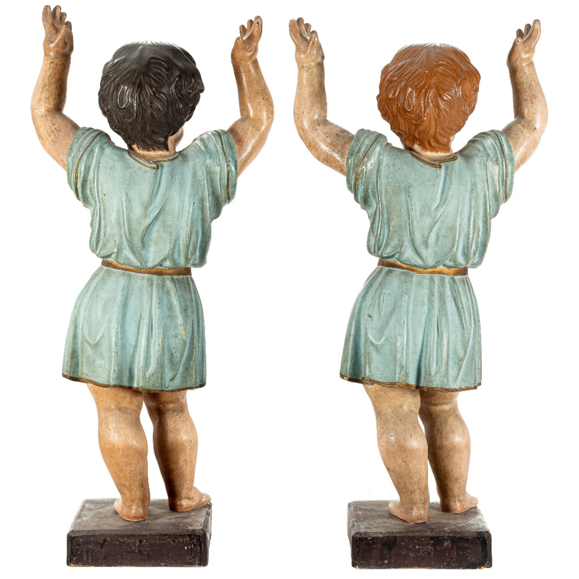 Niños. Pareja de figuras en terracota francesa Mandeville & Combeleran policromada, mediados del s.X - Image 4 of 4