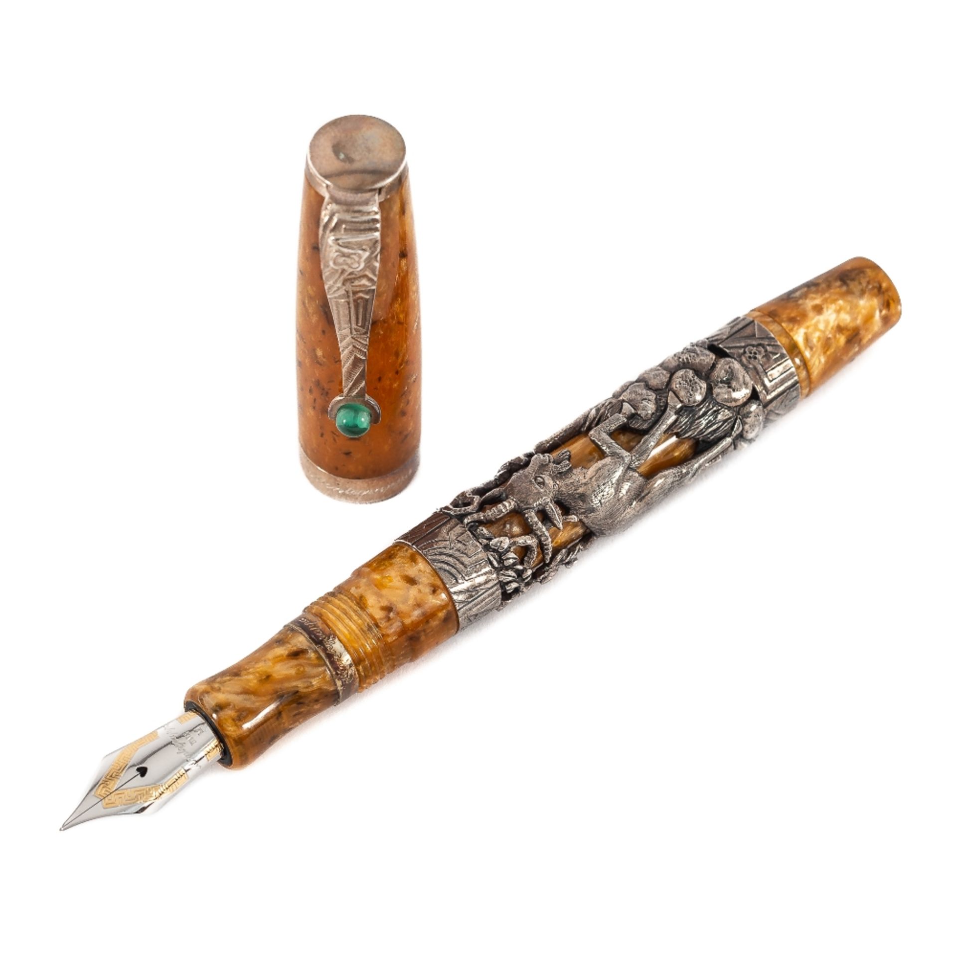 Pluma estilográfica Montegrappa colección "Oriental Zodiac" modelo "Goat", 1998. - Bild 2 aus 4