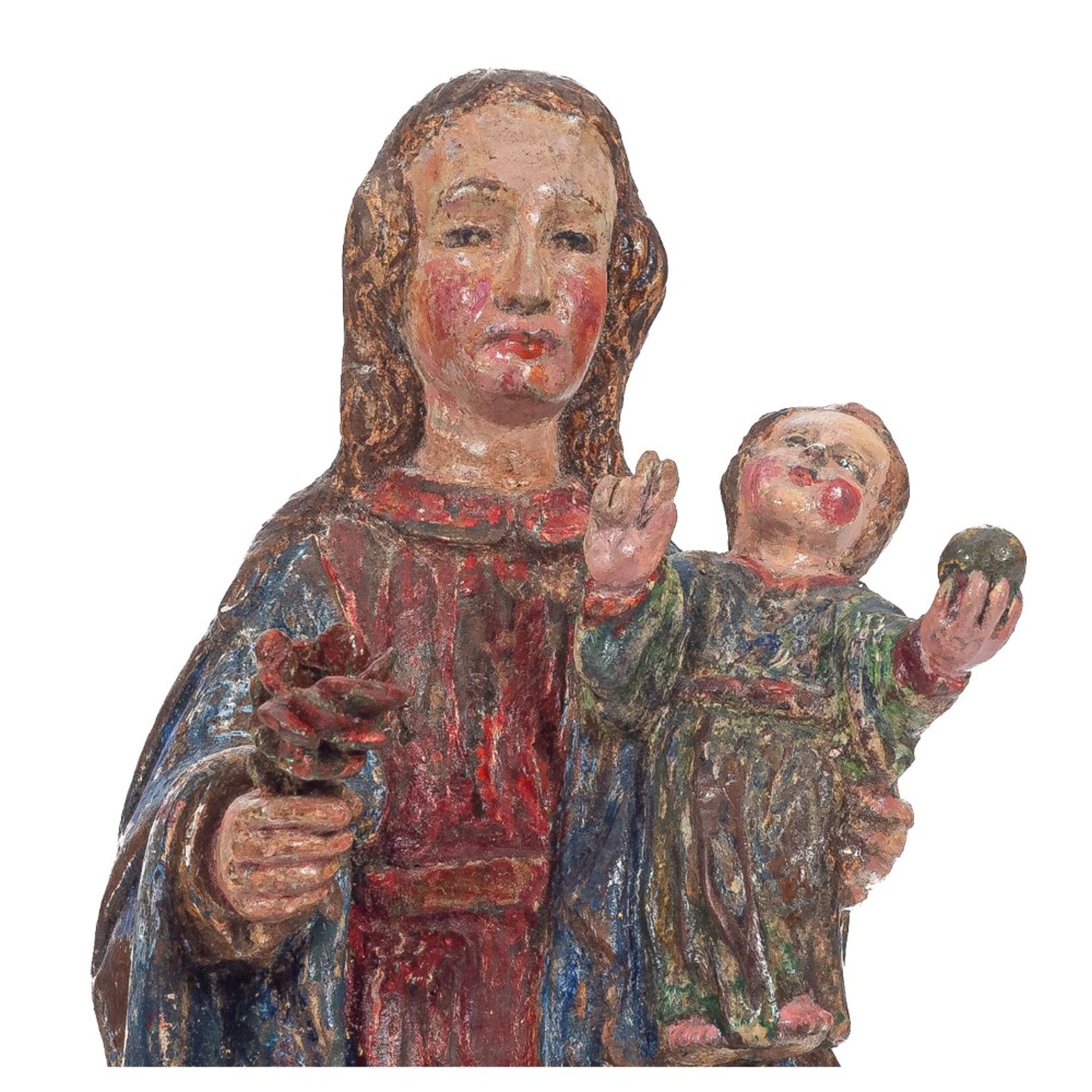 Escuela española o colonial, s.XVIII. Virgen con Niño. - Image 3 of 3