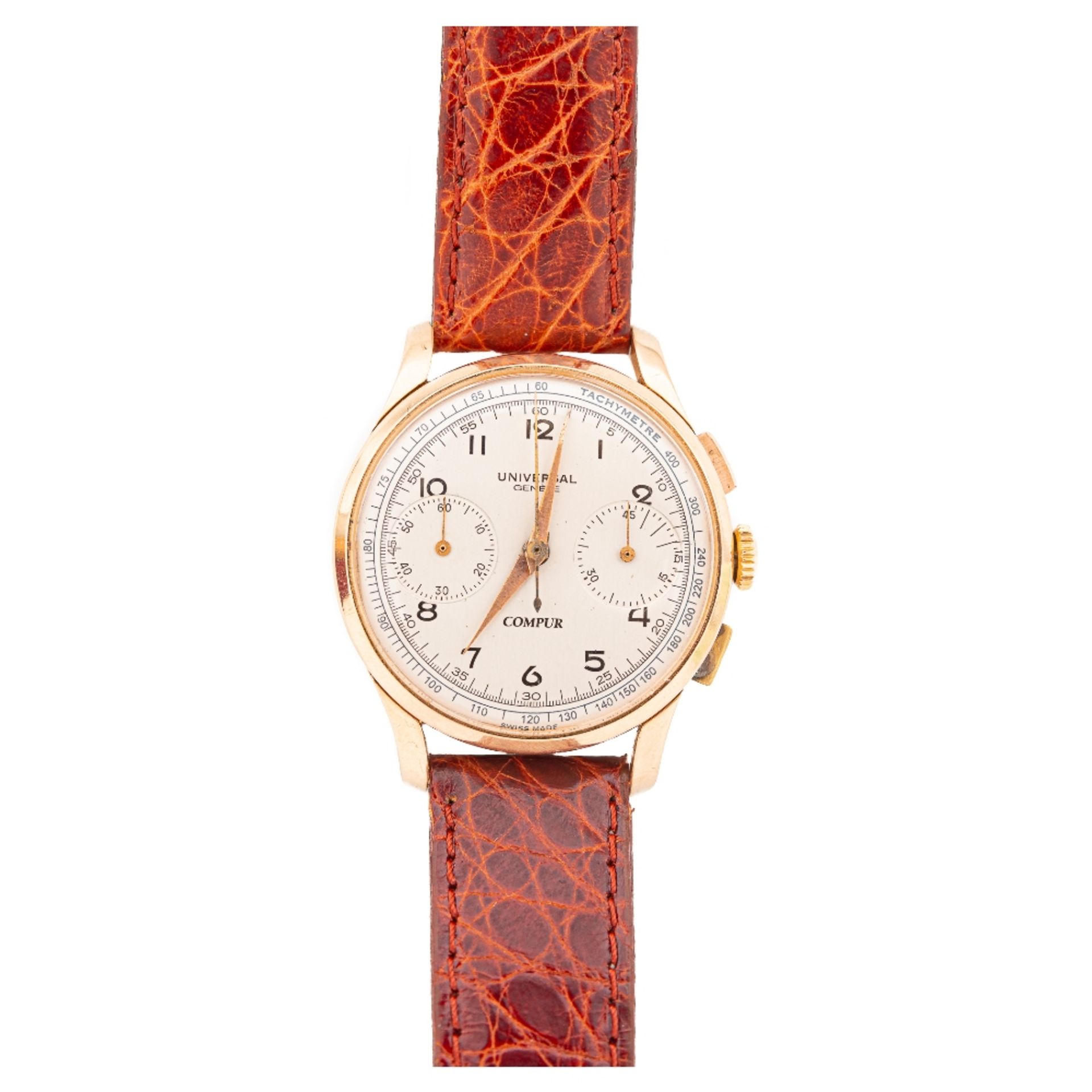 Universal Genève Compur, reloj de pulsera para caballero en oro, c.1940.