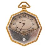 Ancora, Reloj de bolsillo lepine diseño octogonal en oro y platino, c.1930.
