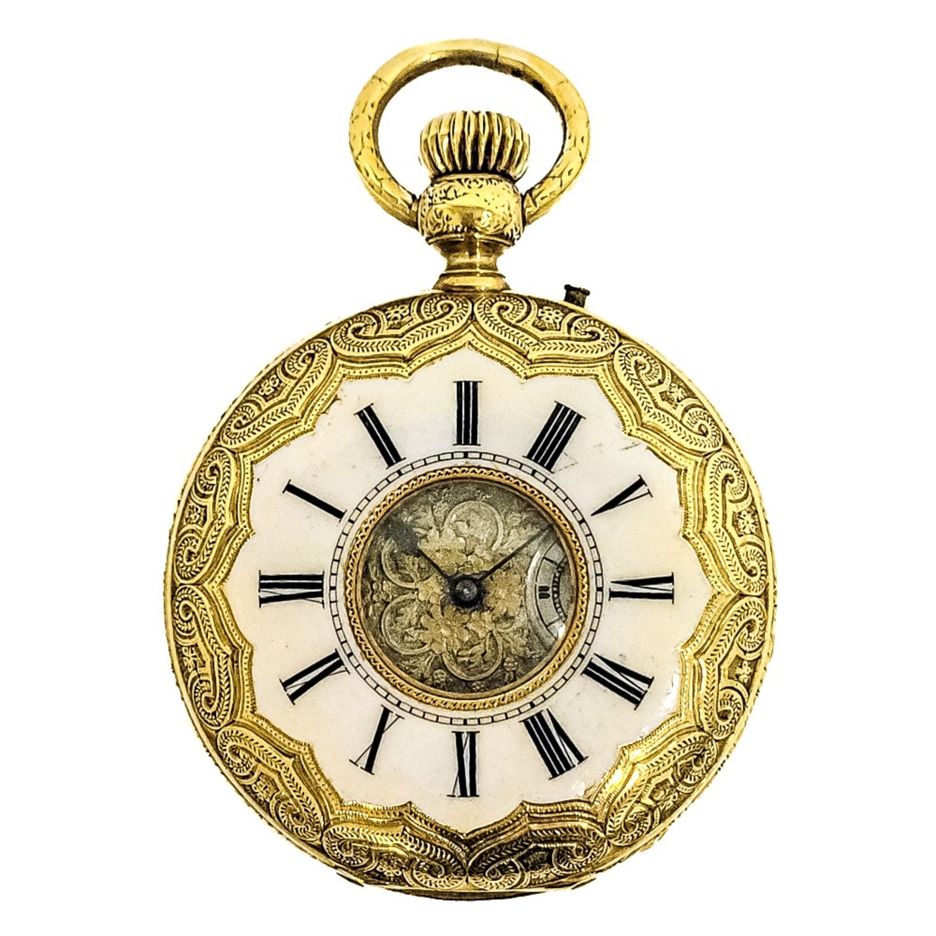 Reloj de bolsillo saboneta en oro. Francia, fles. del s.XIX.