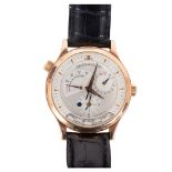 Jaeger LeCoultre "Master Geographic Gmt Automatic", reloj de pulsera para caballero en oro.