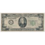 1934A $20.00 FEDERAL RESERVE NOTE, INVERTED REVERSE