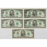 1977 $50.00 FEDERAL RESERVE NOTE, OFFSET ERROR SERIES (5)