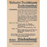 1932 ELECTION BROADSIDE PRAISES HINDENBERG