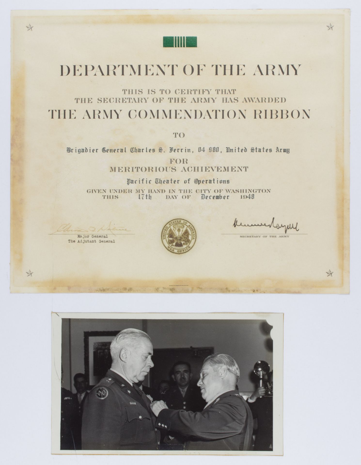 GEN. CHARLES S. FERRIN MEDAL GROUPING - Image 10 of 12