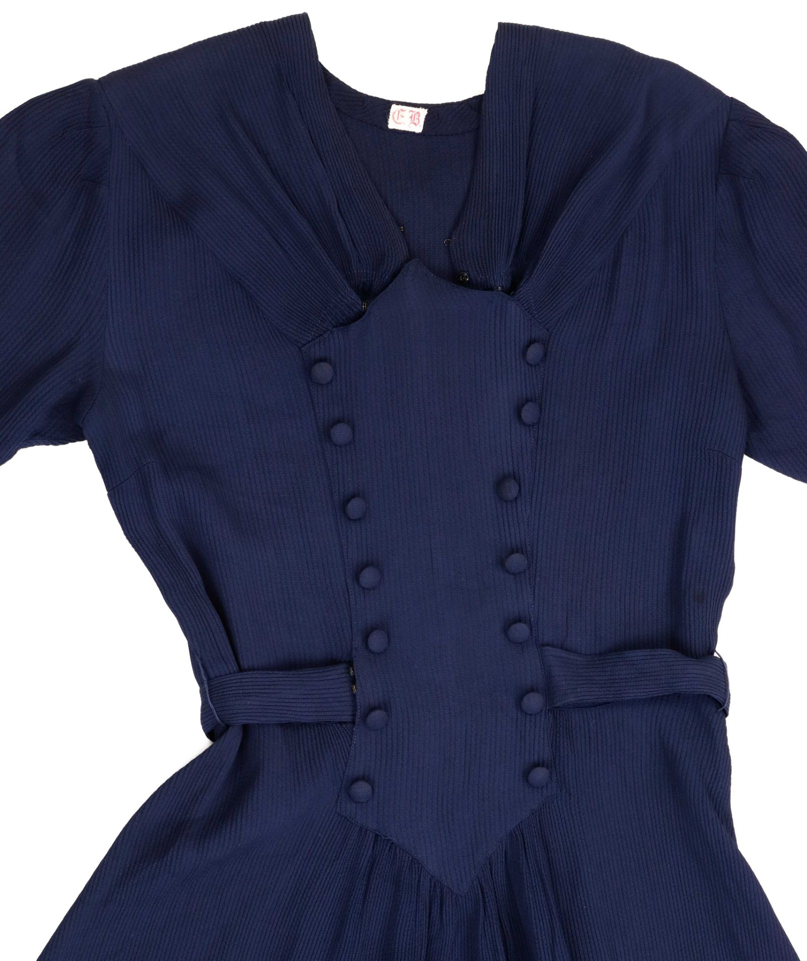 EVA BRAUN'S BELTED BLUE DRESS WITH INITIALED NAME TAG - Image 3 of 5