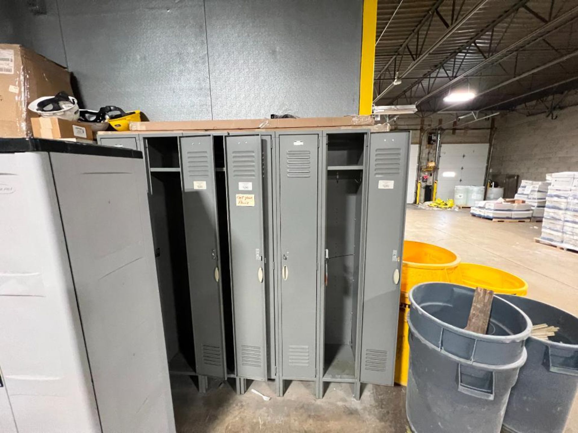 Assorted bays of lockers, two door plastic cabinet, and two door metal cabinet - Image 7 of 10