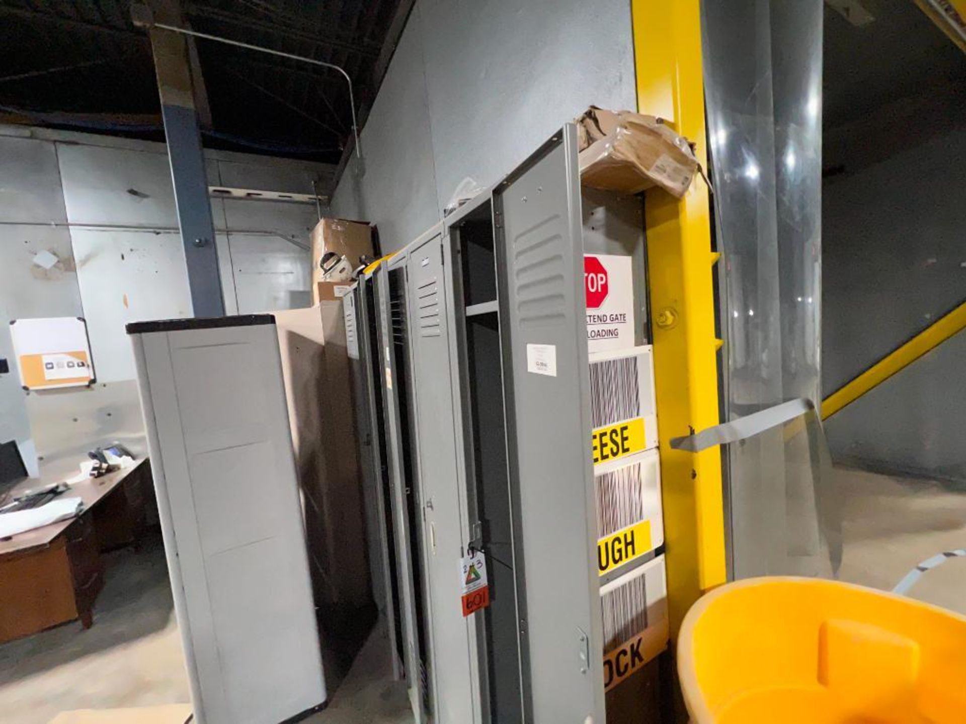 Assorted bays of lockers, two door plastic cabinet, and two door metal cabinet - Image 8 of 10