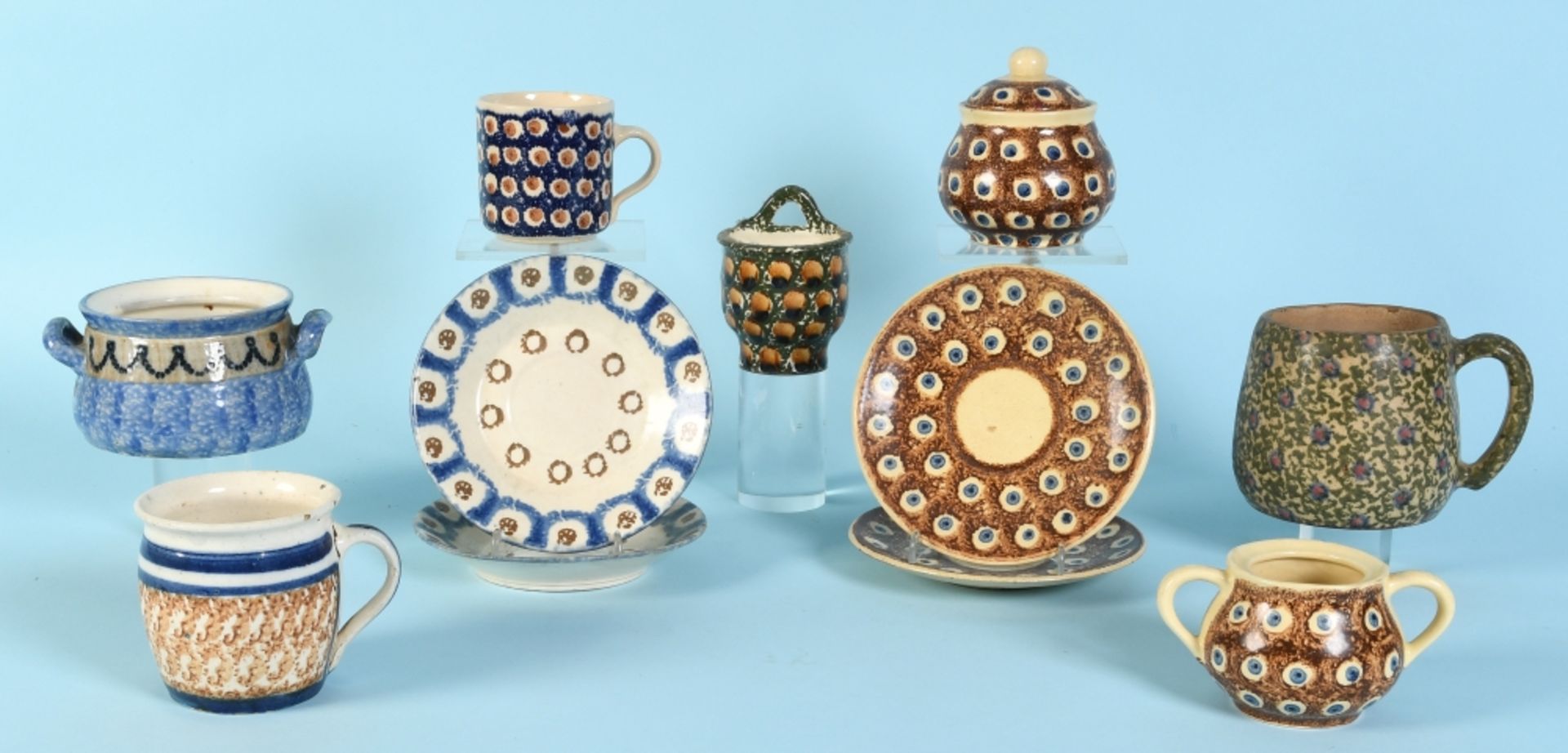 Keramikteile, 11 Stück "Bunzlau"