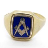 9ct gold reverso Masonic ring size X 5g