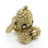 9ct gold articulated dog head charm 8g