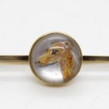 18ct dome and 9ct bar antique Essex crystal whippet/greyhound bar brooch 3.2g
