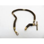 Antique 9ct gold and rope watch chain T Bar and clip