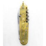 French Le Sabot penknife signed blade brass cover 3.5" long