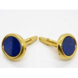 9ct gold and lapis cufflinks 10.5g