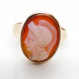 Antique 9ct agate Solidar ring Chester HM by maker RP size n 4.8g