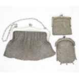 Selection of silver HM chain mail purses 209g