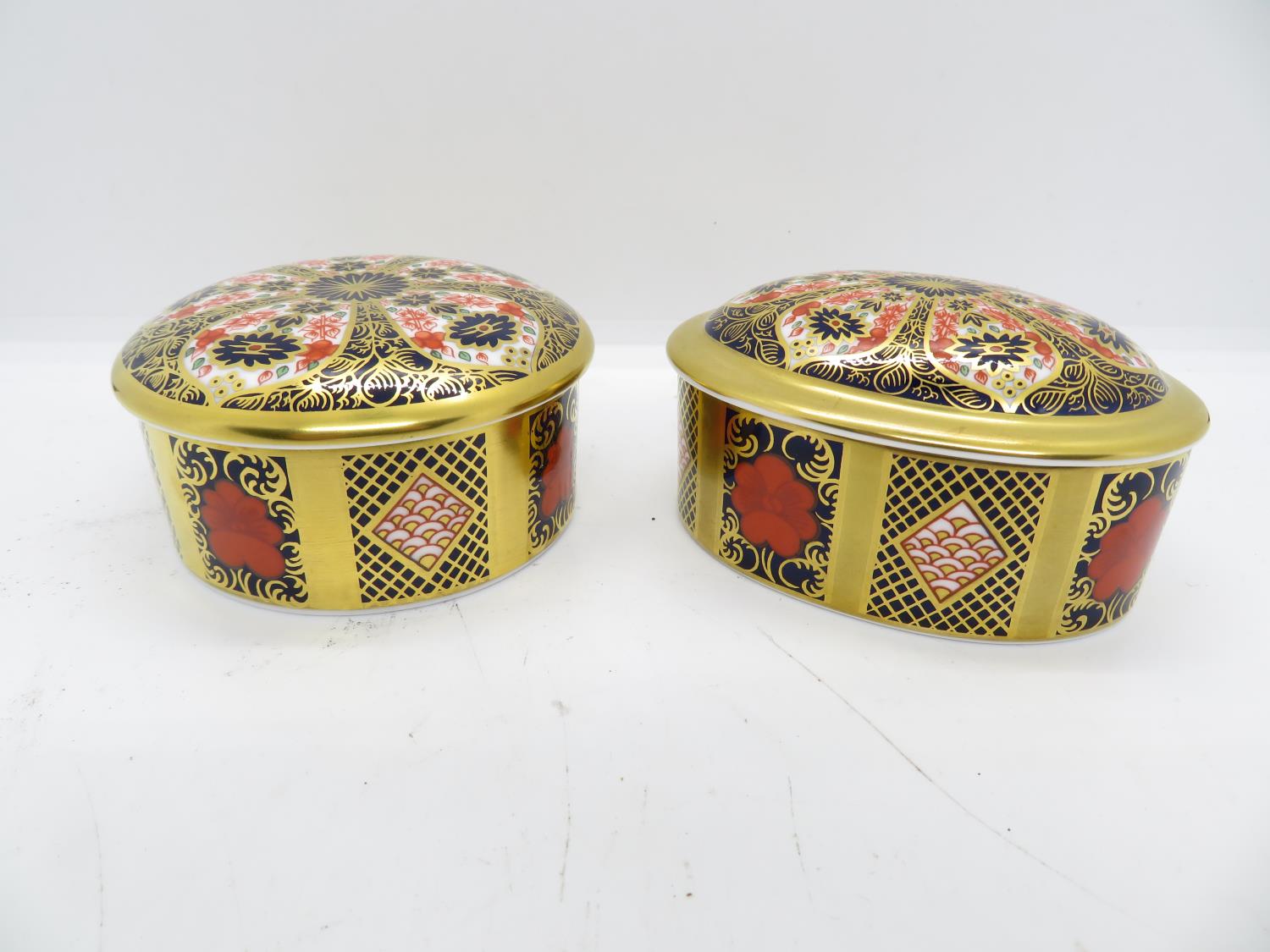 2x lidded pin dishes royal Crown Derby 3" dia