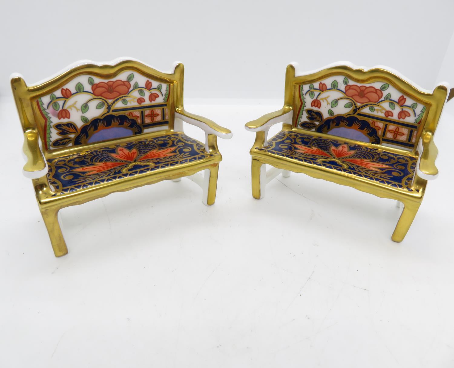 2x Royal Crown Derby miniature seats