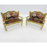 2x Royal Crown Derby miniature seats
