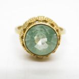 18ct gold antique large turquoise clear stone size M ring 3.4g