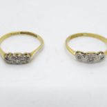 2x 18ct gold and platinum rings both size M 3.4g