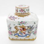 Chinese marked ginger jar with Royal crests to front and marks to base 4" high with lid no damage or