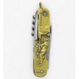 French multi blade penknife signed COILLIER on blade 3.5" long brass sheath La Forge du nos Amaes