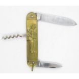 Pradel signed blade brass 4.5" penknife