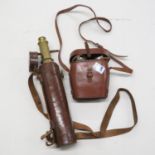 Military 4 drawer telescope by Dolland Day and Night with leather pouch and EVERRES military binocul