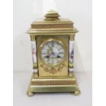 Bronze clock with enamel dial clock with enamel pillars 12 " high fully working