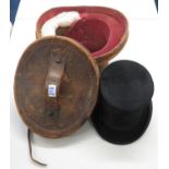 Top hat with leather case