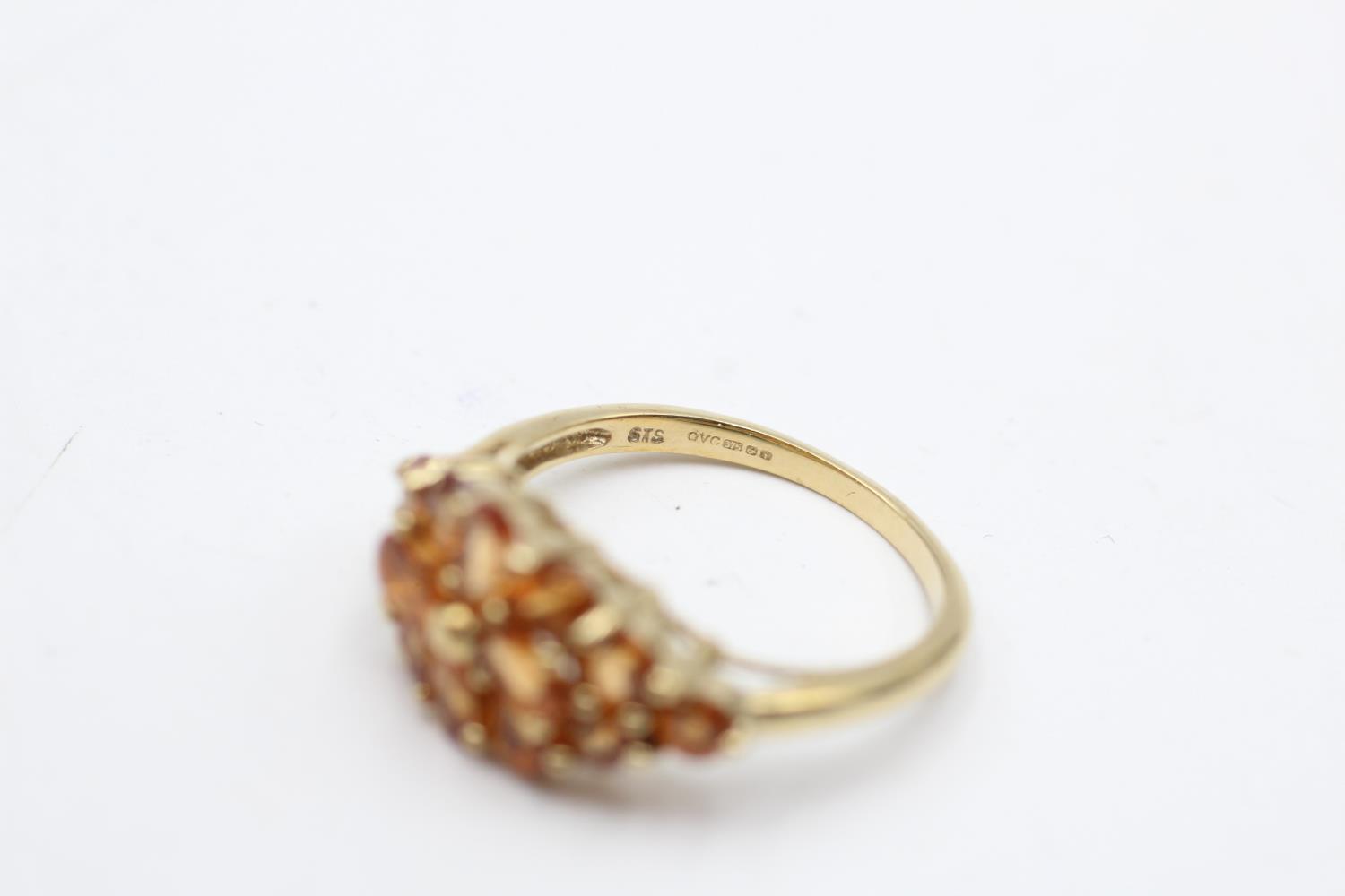 9ct gold garnet cluster dress ring (3.1g) Size O - Bild 3 aus 5