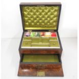 11" x 8" x 7" wooden layered sewing box
