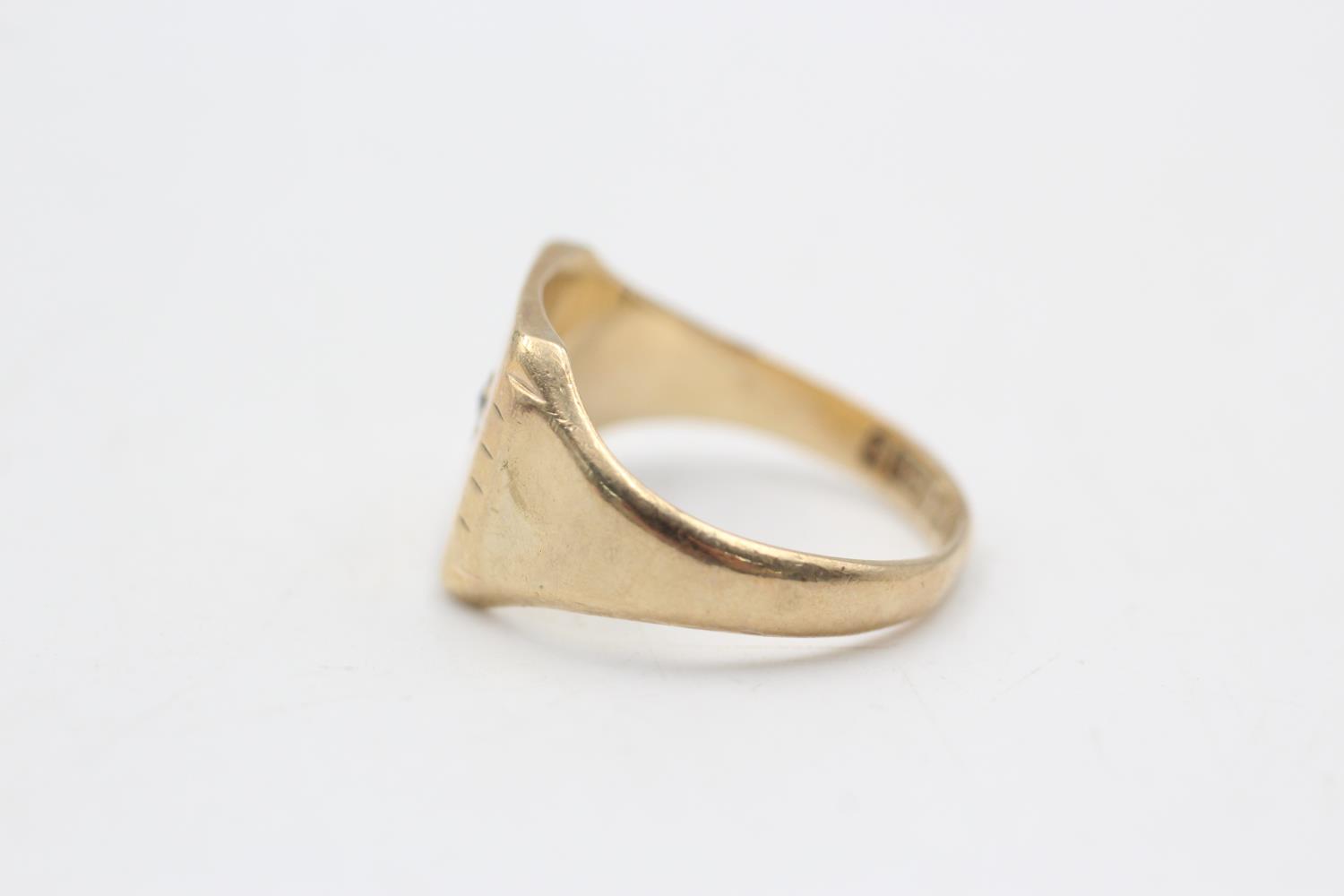 9ct gold vintage diamond set signet ring (4g) Size N - Bild 2 aus 5