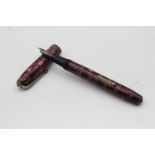 Vintage CONWAY STEWART 75 Burgundy FOUNTAIN PEN w/ 14ct Gold Nib WRITING