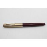 Vintage PARKER 51 Burgundy FOUNTAIN PEN w/ Rolled Gold Cap WRITING