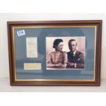 13" x 19" framed autograph with photo and Annual Ball ticket for Prince Edward 1925 - signed in penc