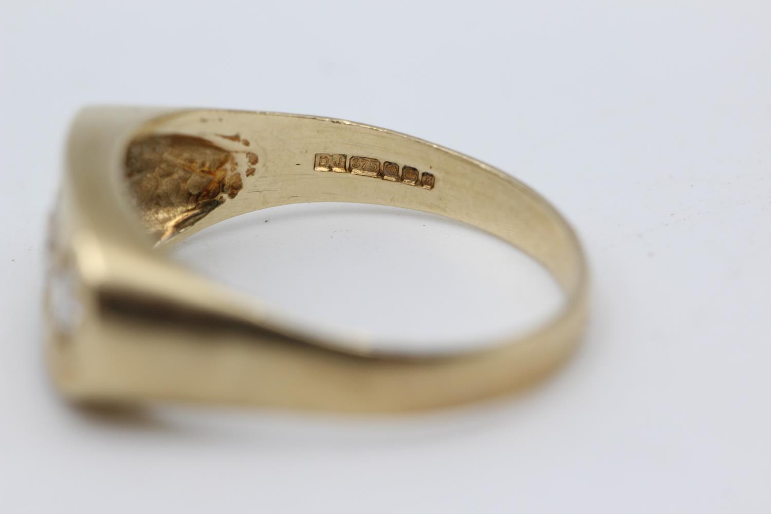 9ct gold clear gemstone set gypsy ring (4.6g) size V - Bild 4 aus 4