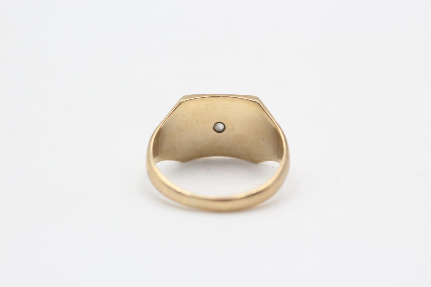 9ct gold vintage diamond set signet ring (4g) Size N - Bild 3 aus 5