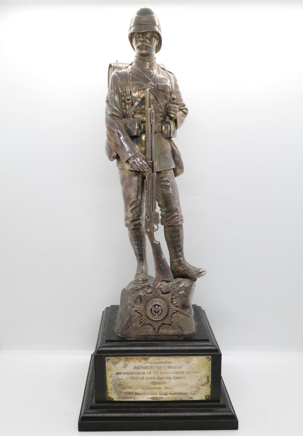 Hallmarked silver South Africa 1900-1902 Boer War soldier on plinth