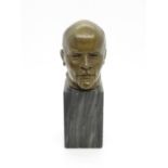 2.5" bust of Lenin on 2.5" marble base signed HEPCKA