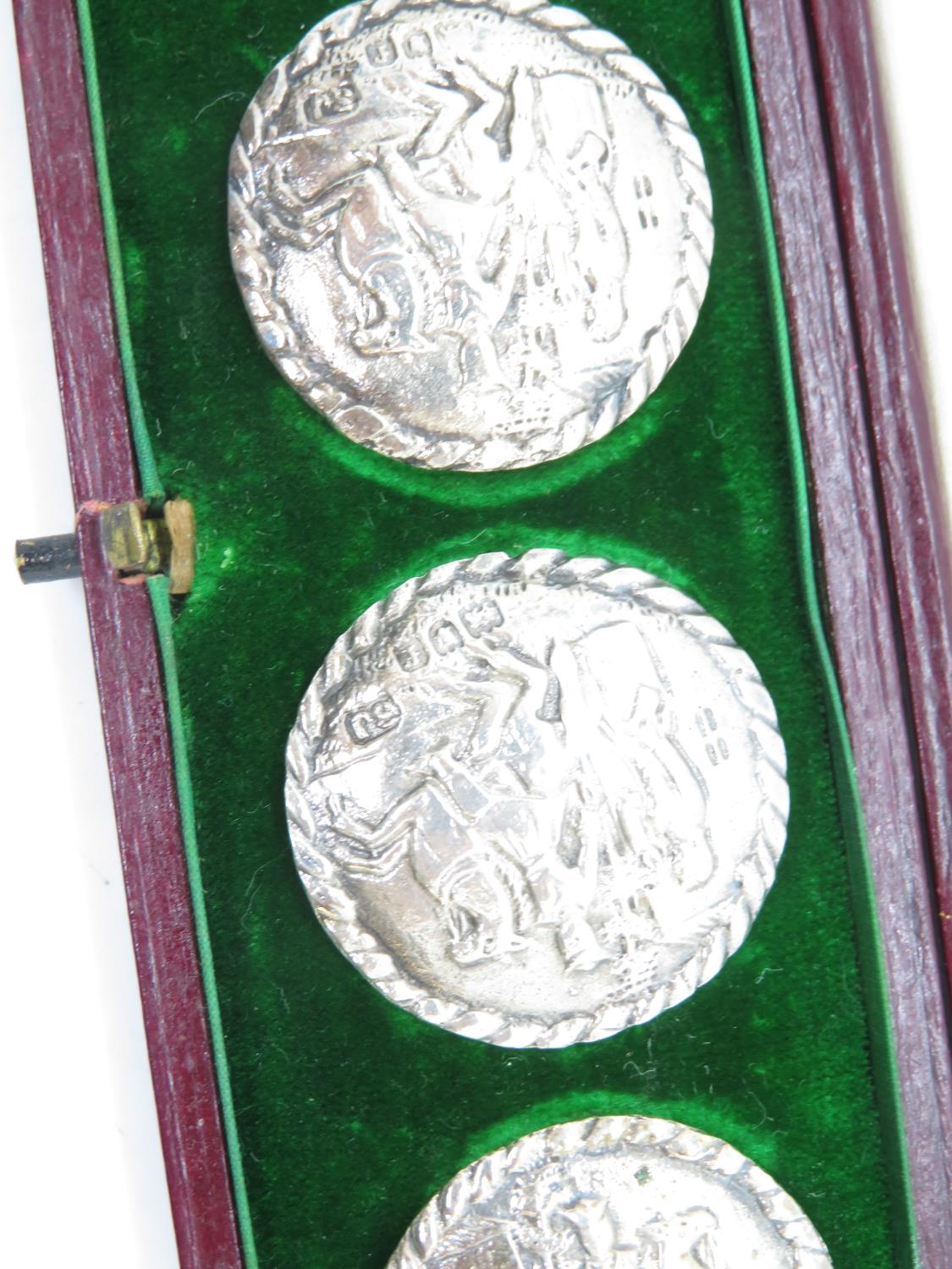 Hamilton and Inches Edinburgh 6x silver button set in leather box - Bild 2 aus 2