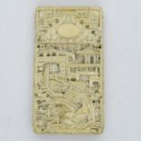 Intricately carved ivory card holder 3.5" long Circa 1880