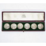 Hamilton and Inches Edinburgh 6x silver button set in leather box