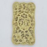 Ivory heavily carved card holder with intricate details 1918 in date